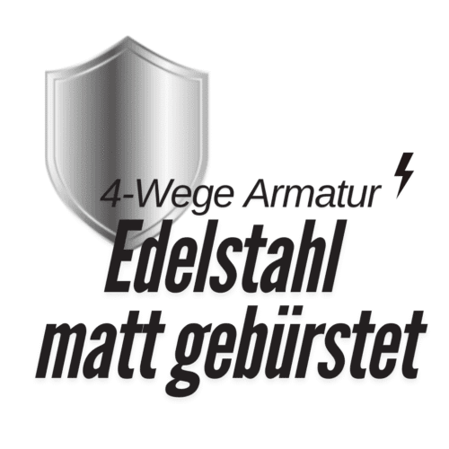 4-Wege-Armatur für Niederdrucksystem - Edelstahl matt gebürstet