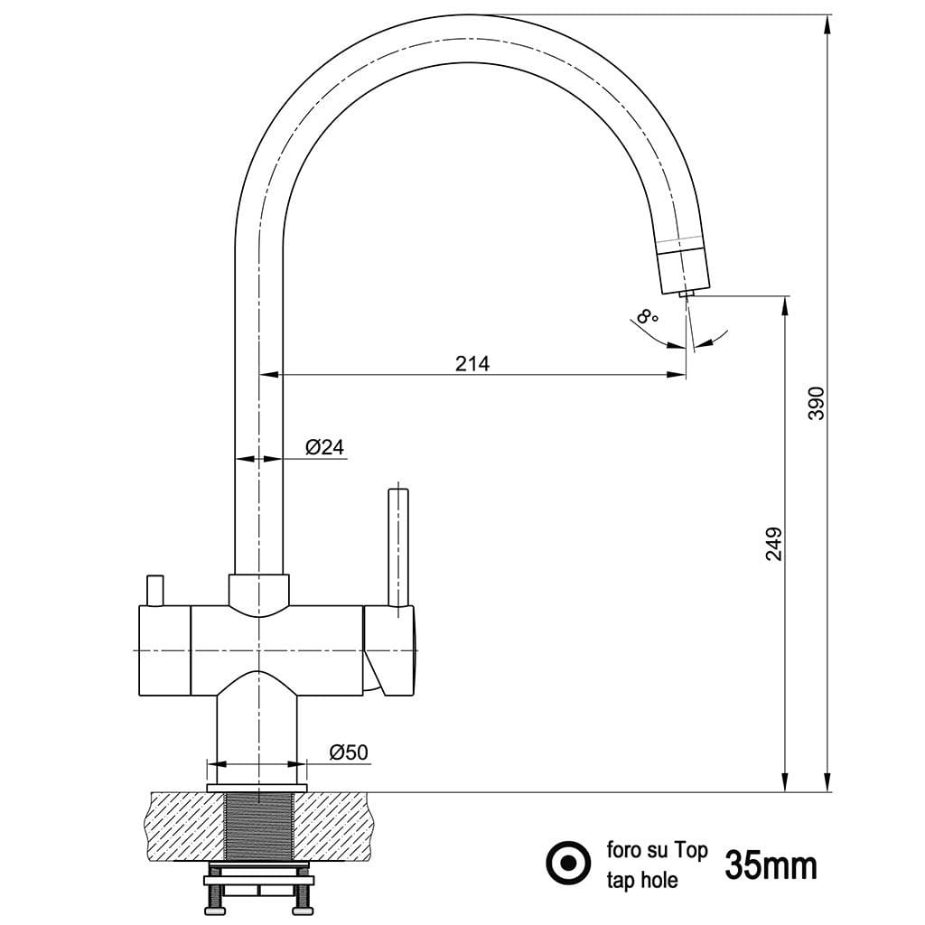 HeimQuell - 3 Wege Armatur Furore, Edelstahl matt - 5 3 Wege Armatur Furore, Edelstahl matt – Bild 5